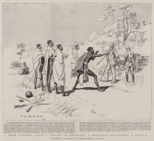 Con la columna del Coronel Paget en Rodesia, un Makalaka describiendo una batalla